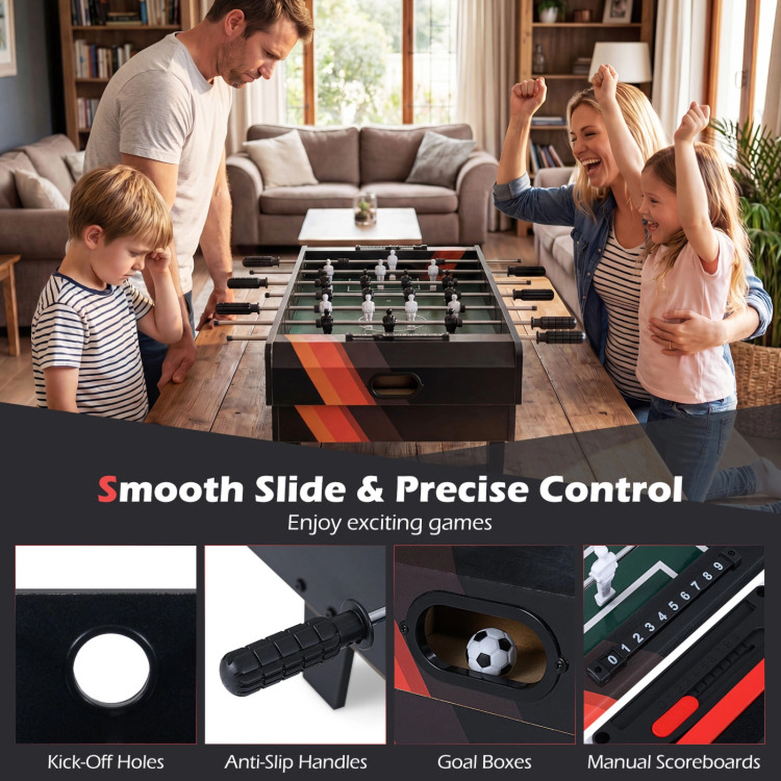 SUGIFT 4-in-1 32-in Tabletop Combo Game Table Set with Foosball Billiards Table Tennis and Hockey