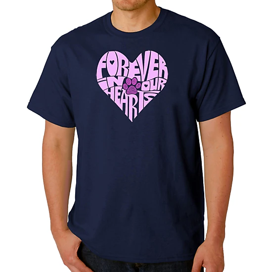 LA Pop Art Men's Word Art T-Shirt - Forever In Our Hearts