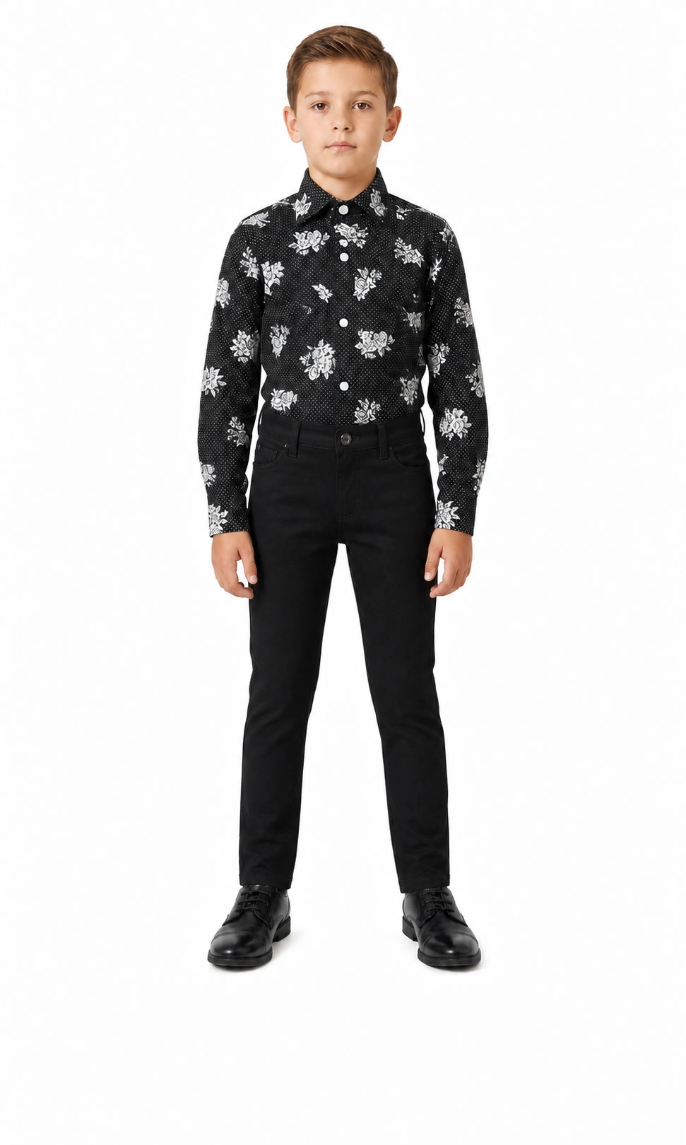 Elie Balleh Boys Slim Fit Floral Button-Down Shirt