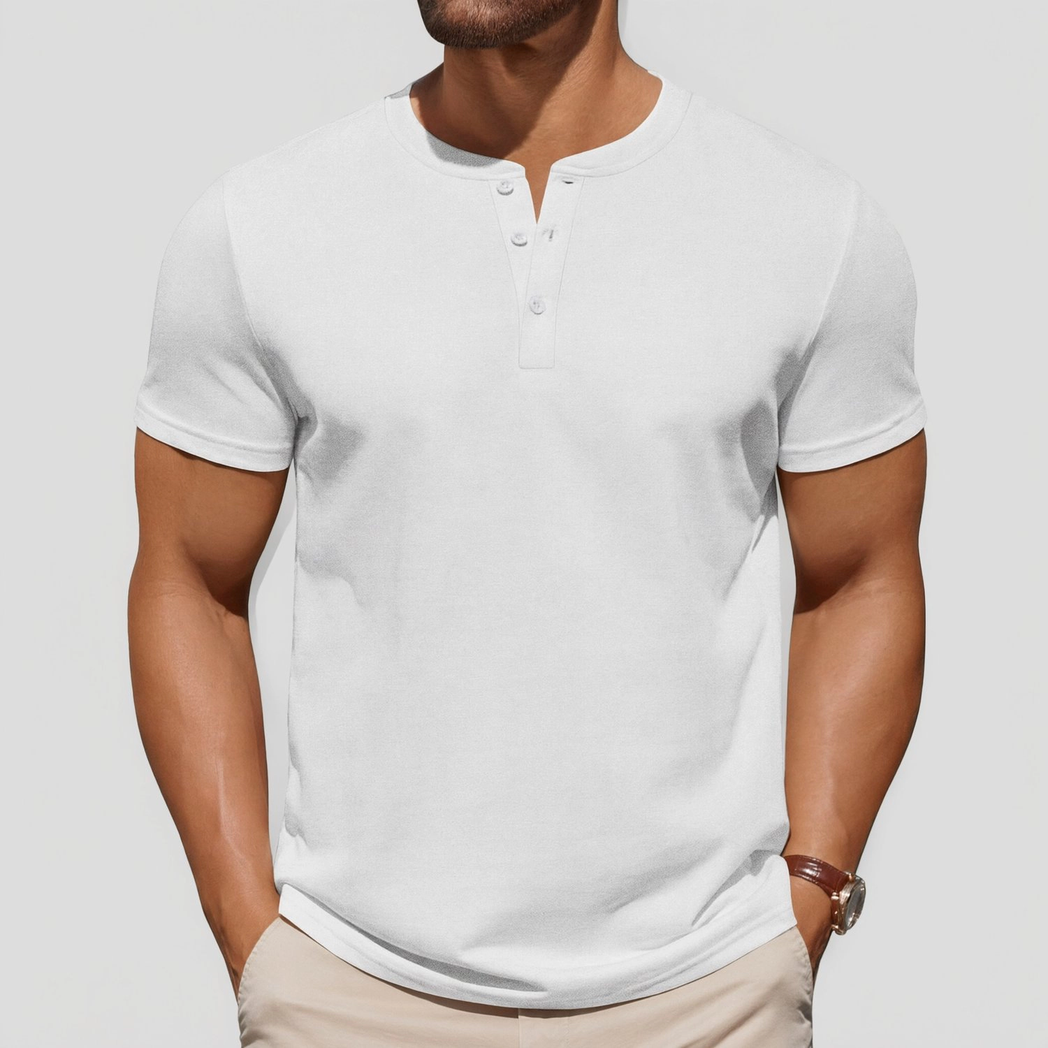 COOFANDY Mens Classic Henley Shirt Short Sleeve V Neck Button Placket  Tee
