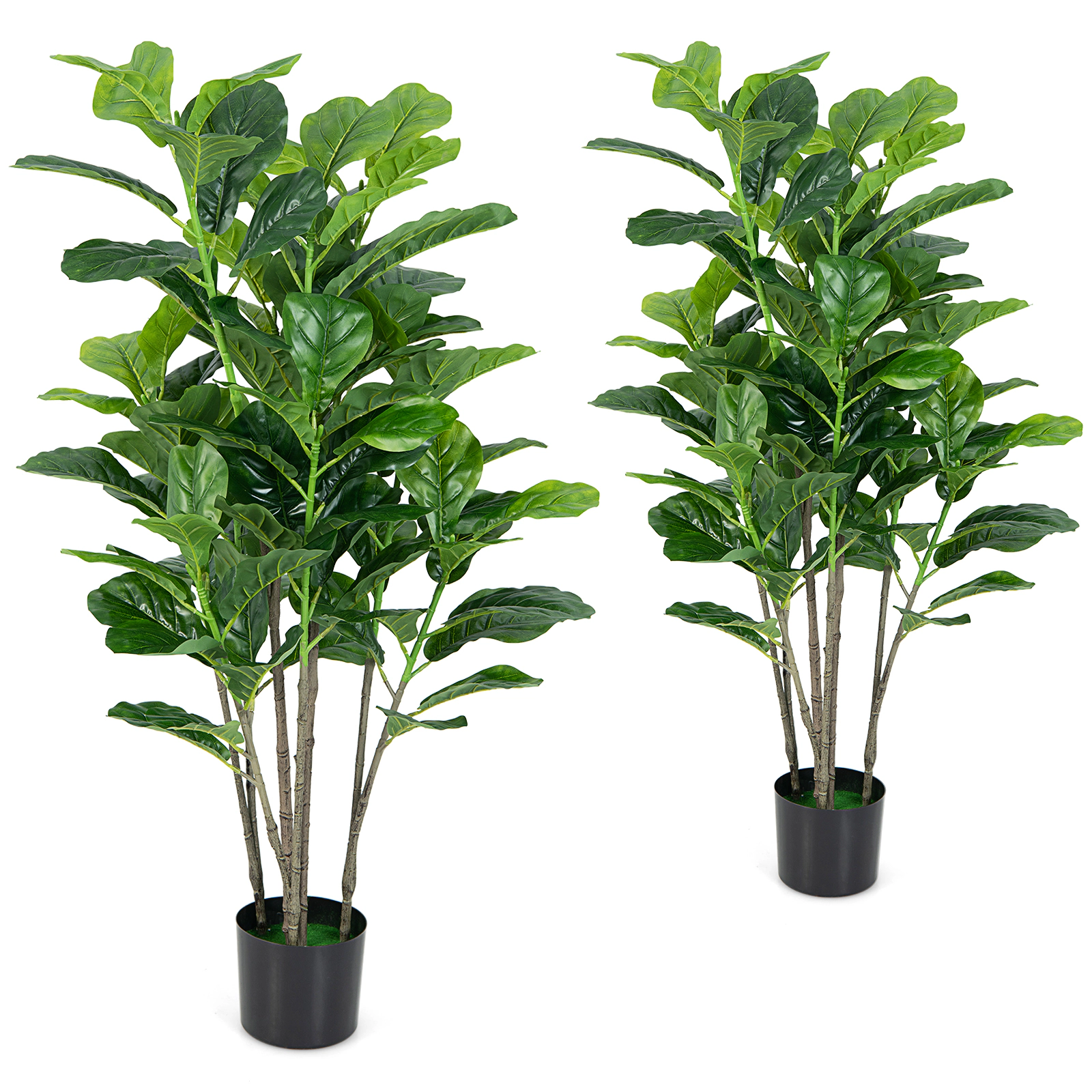 Slickblue 51 in Faux Fiddle Leaf Fig Trees Set of 2 for Home Office Decor
