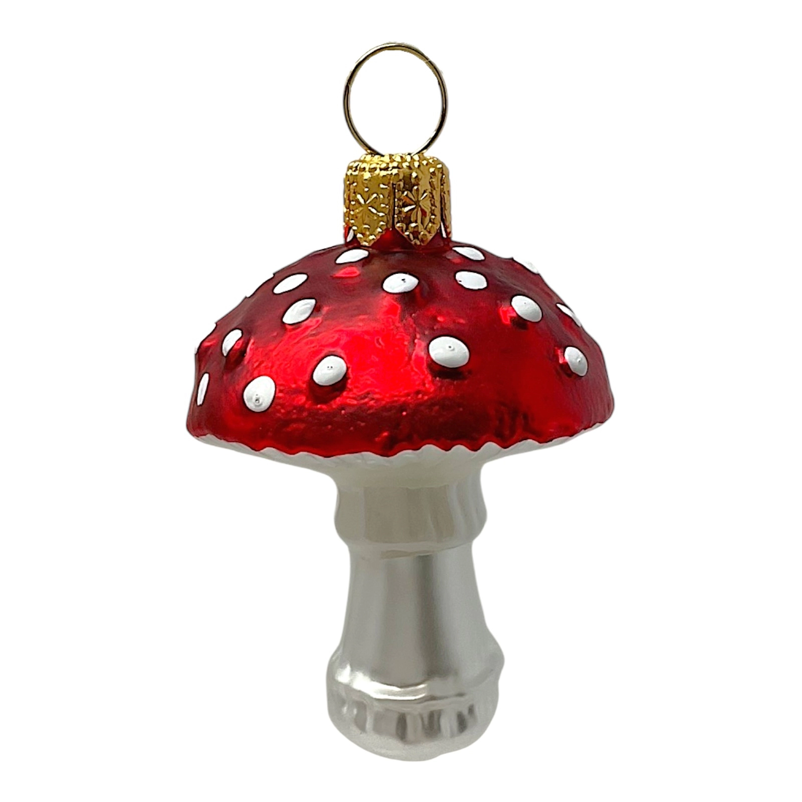 Pinnacle Peak Trading Company Red Toadstool Mushrooms Polish Glass Christmas Ornament Set of 2 Decorations