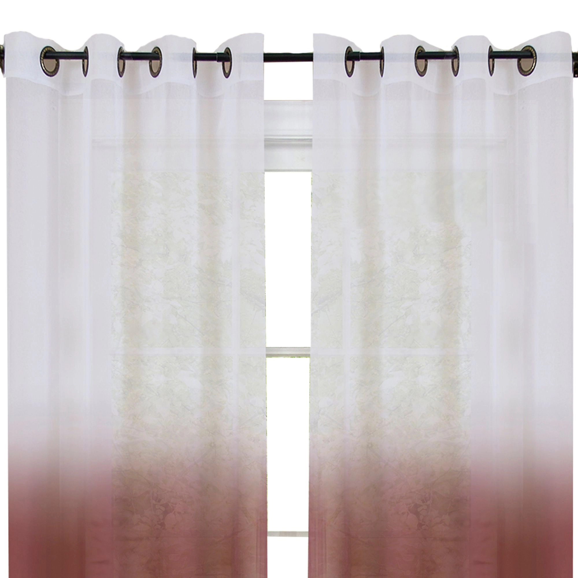 Kate Aurora Tropical Living Semi Matte Sheer Ombre Chic Grommet Top Window Curtains