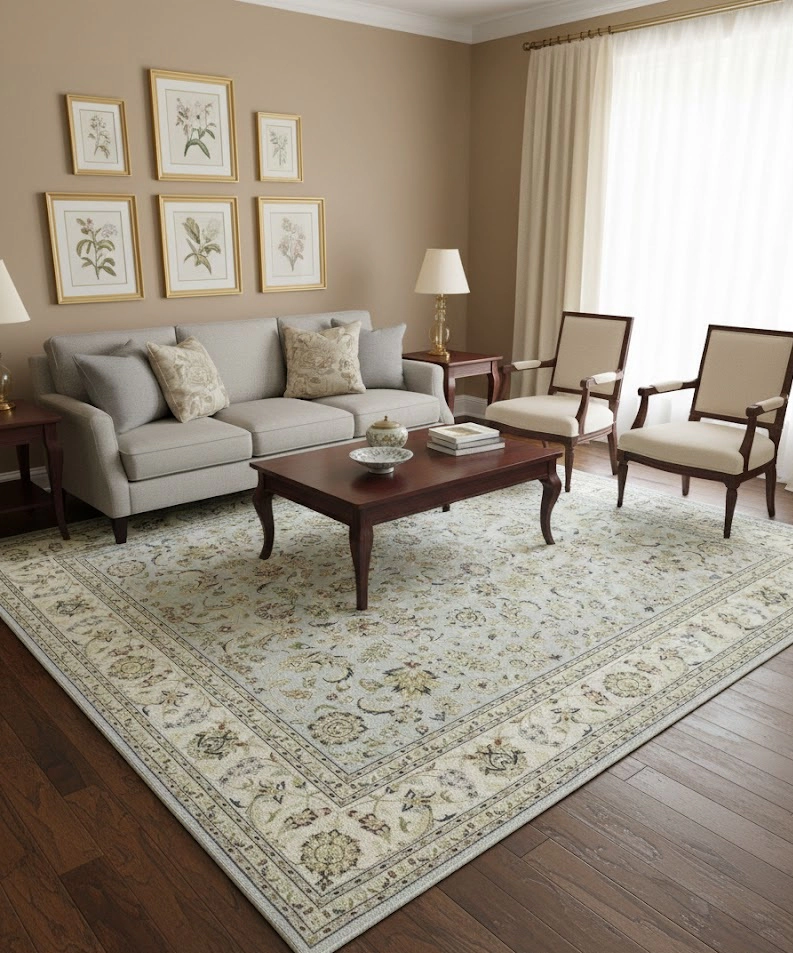 Magic Rugs 8'0 x 10'1 Hand Knotted Blue-gray Indo-Nain Oriental Wool Rug