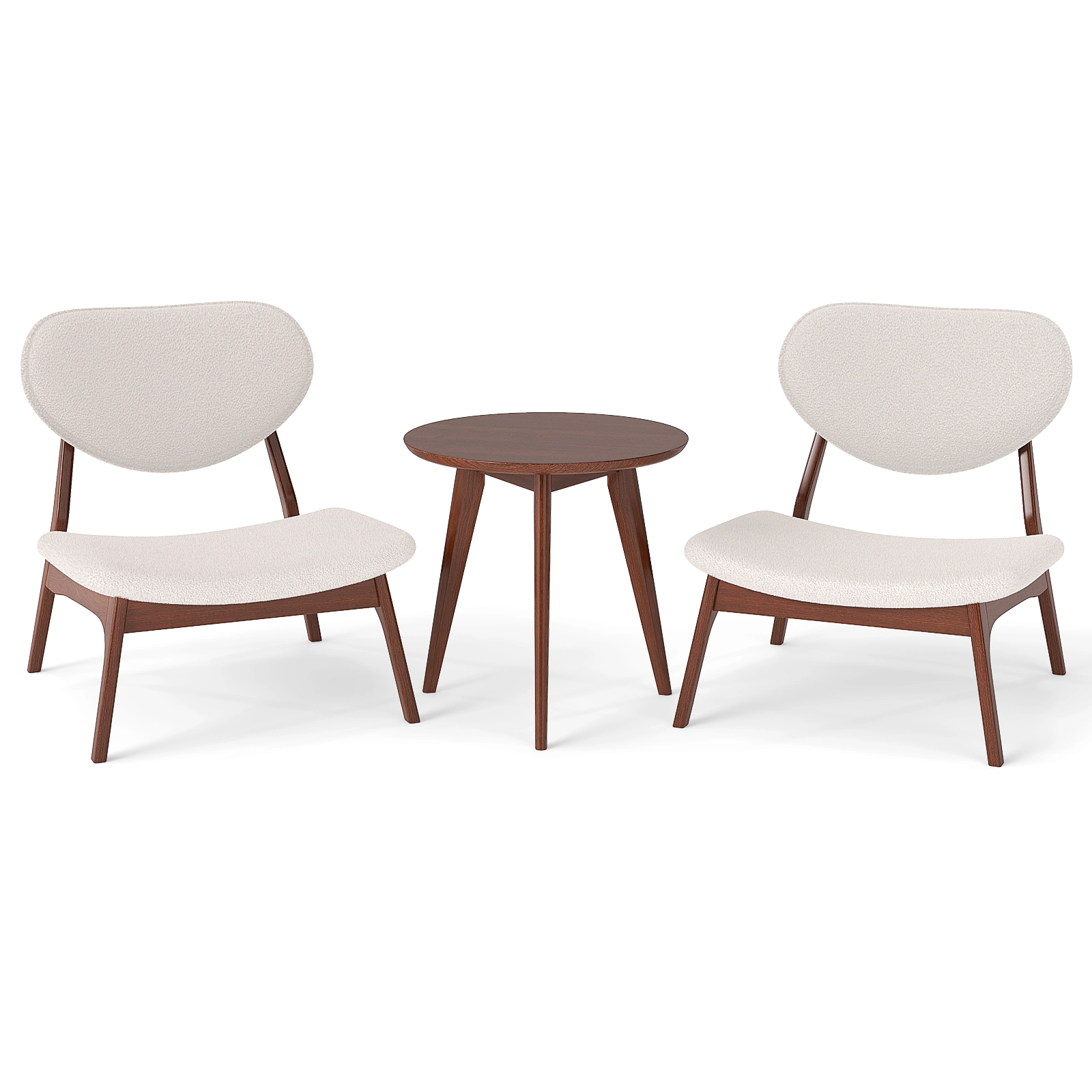 SUGIFT Accent Chairs with Side Table Solid Wood Frame 400-lb Chair Capacity 110-lb Table Capacity Beige