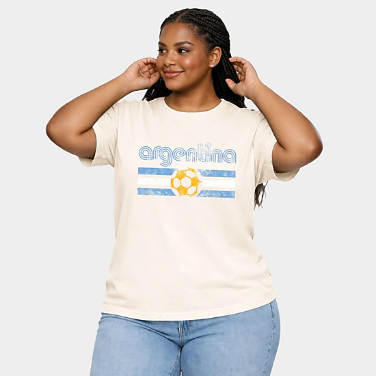 Simply Sage Market - Argentina Soccer Flag - Women's Plus Sized Garment Dyed Graphic T-Shirt