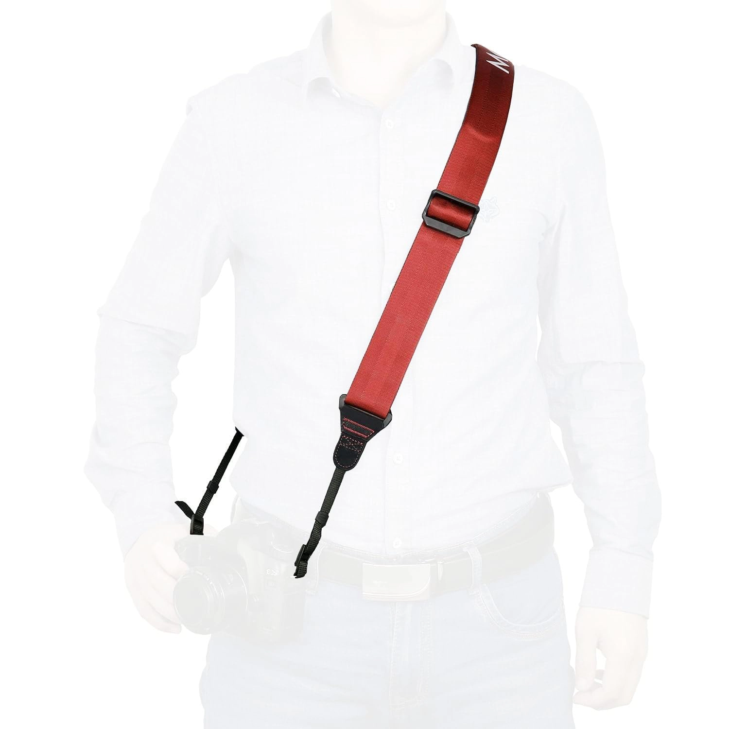 Movo NS-203 Nylon-Webbed Camera Strap with Gel Shoulder Strap for DSLR's and Binoculars (Coral)