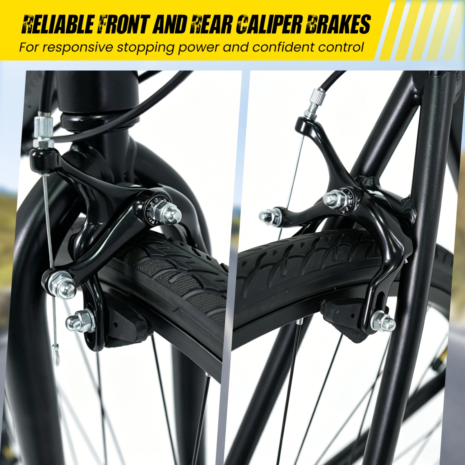 SUGIFT Black Adult 18 Speed Shimano Drivetrain Aluminum Frame and Phone Holder 700C Hybrid Bike