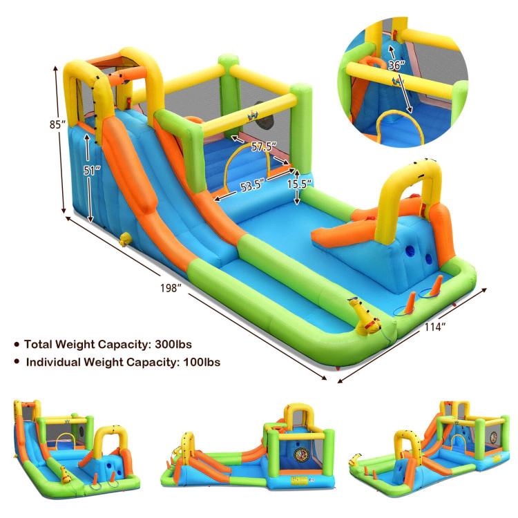 Hivvago 8 in 1 Inflatable Water Slide Park Bounce House Without Blower