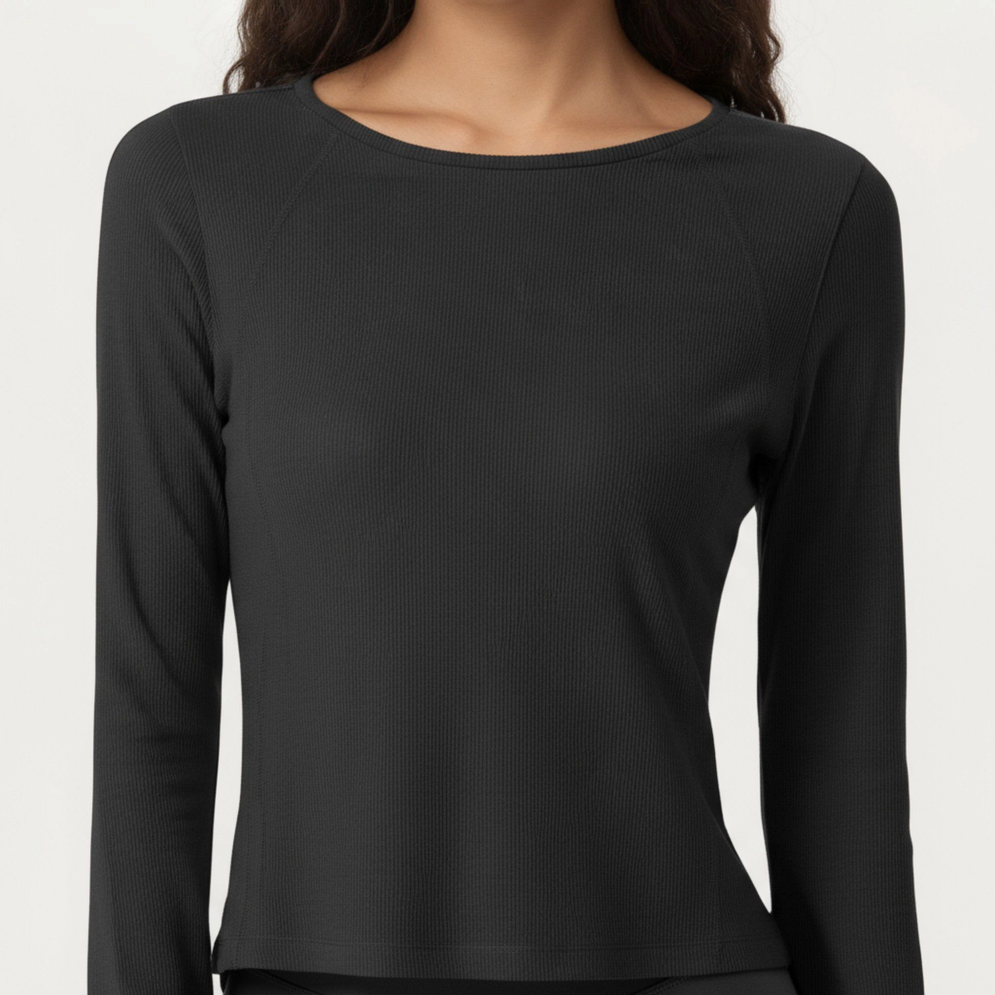 Anna-Kaci Women's Long Sleeve Active Top with Soft Stretch Fabric Crew Neckline Clean Minimal Silhouette