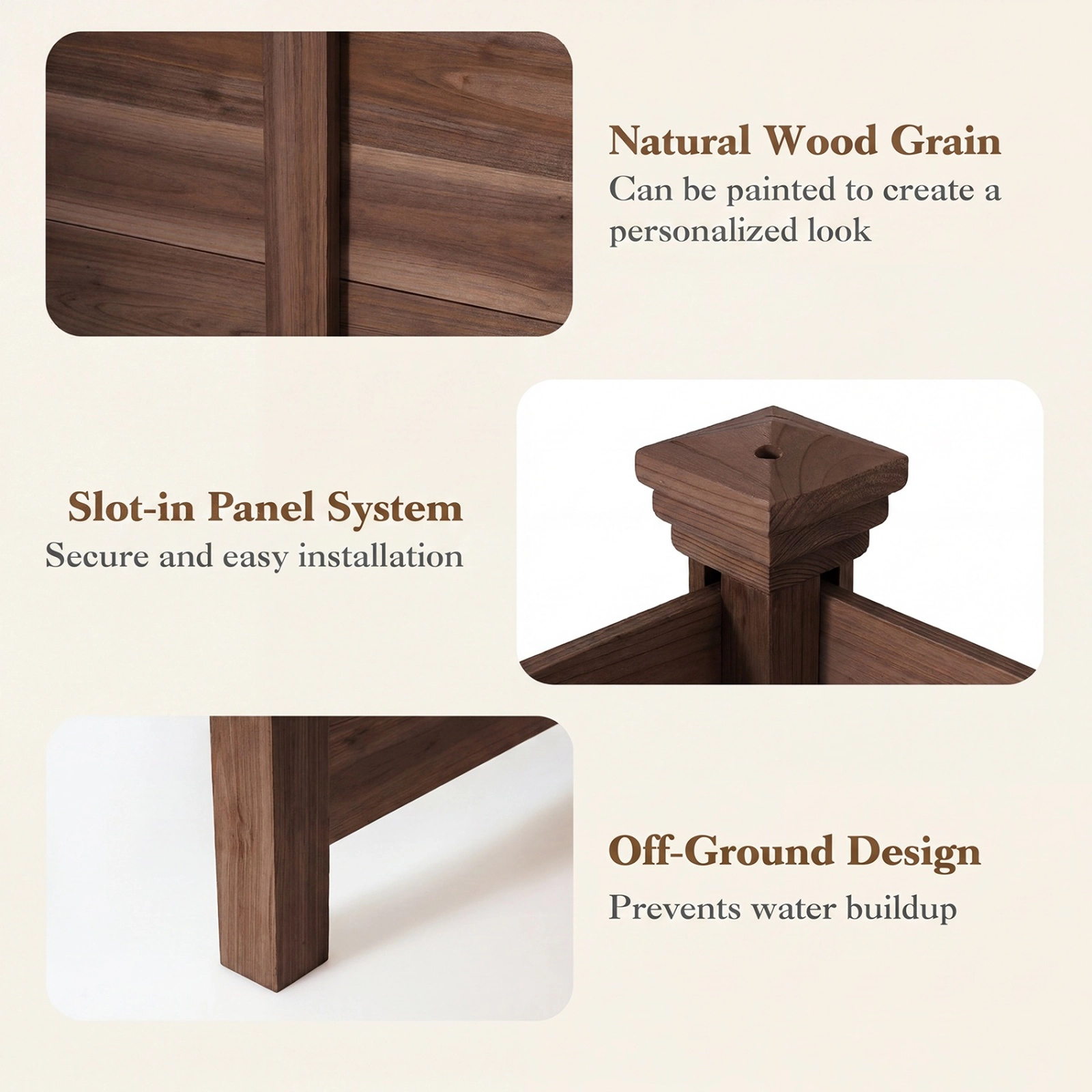 SUGIFT Brown Fir Wood Air Conditioner Privacy Fence with 2 Panels and 3 Ground Stakes 47-in W 47-in D 45.5-in H