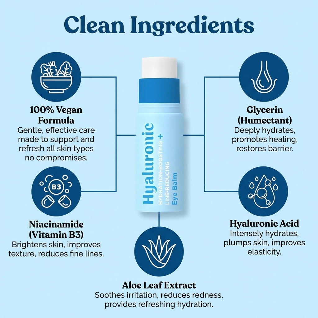Lovery Hyaluronic Hydration-Boosting Eye Balm - Korean Skin Care Moisture & Line-Smoothing Treatment