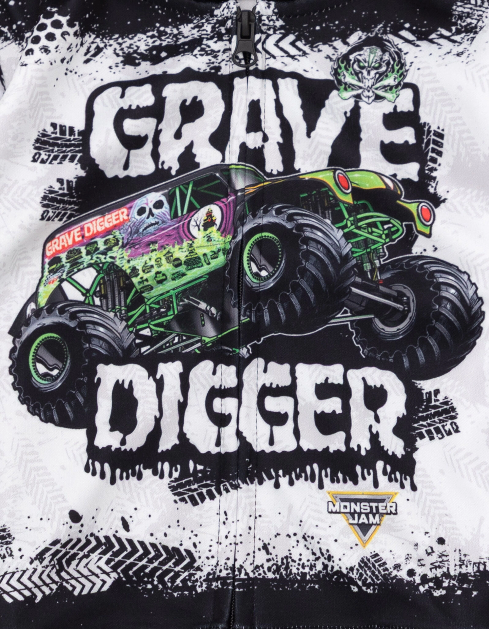 Monster Jam Grave Digger Boys' Fleece Zip-Up Hoodie