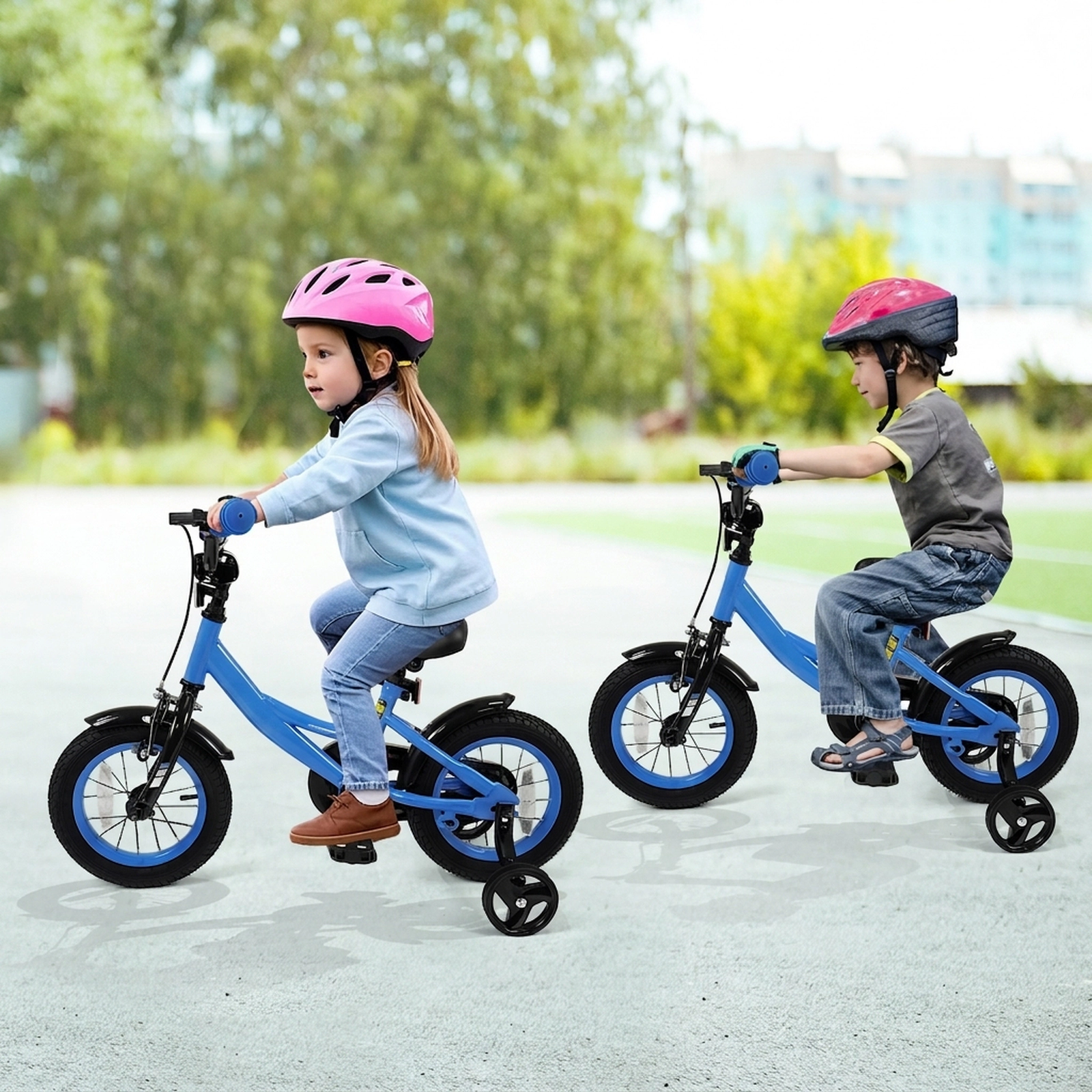 12-in Kids Bike Navy Detachable Training Wheels Kickstand Ages 3-4 Toddler Bicycle 145-lb Seat Capacity