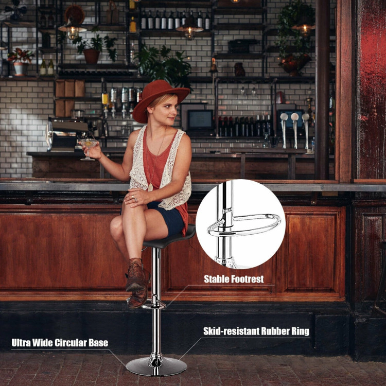 Hivvago Set of 2 Modern Adjustable Backless Bar Stools with PU Leather Seats