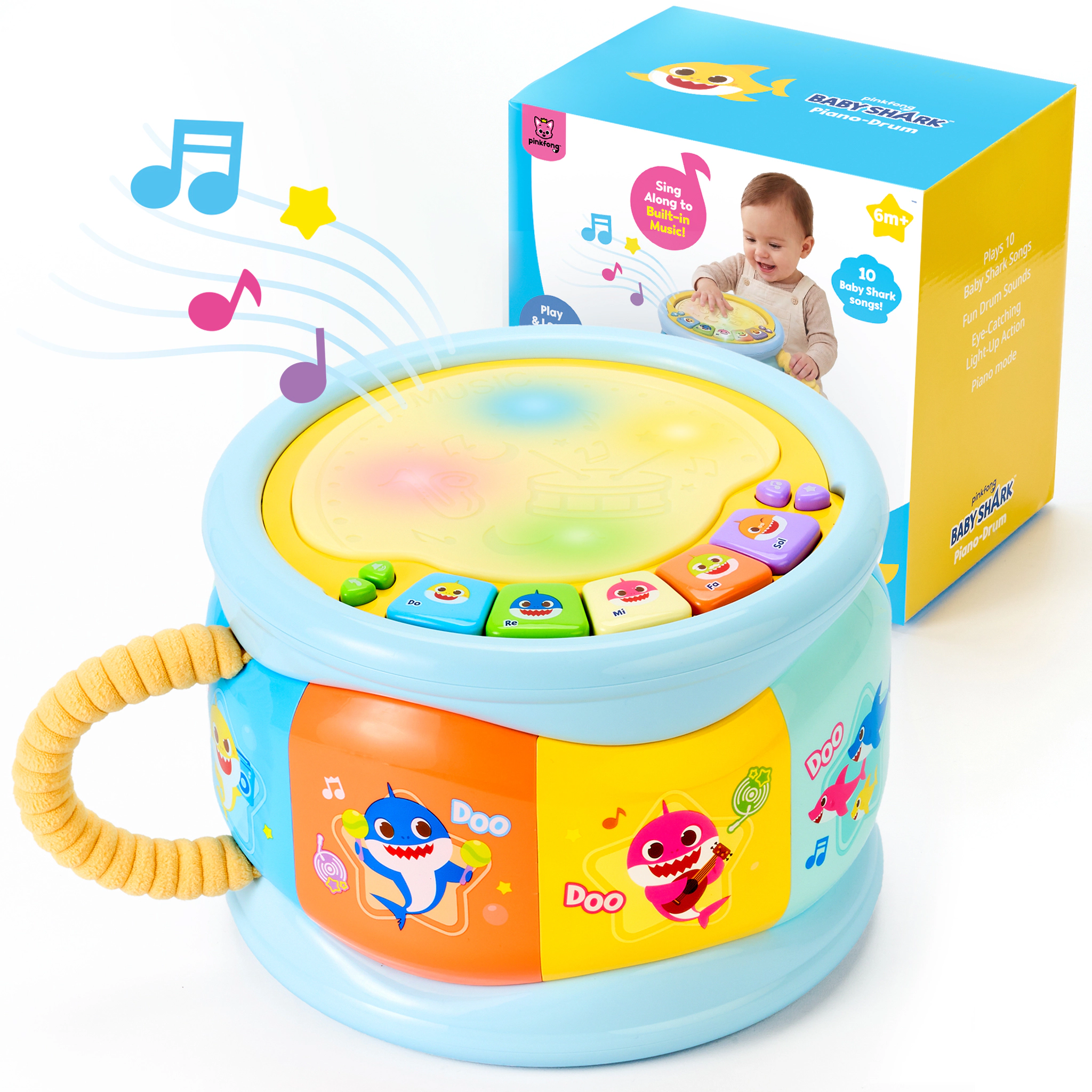 Pinkfong Kids Baby Shark 2-in-1 Piano & Drum Musical Toy - Keyboard with Songs & Sound Effects