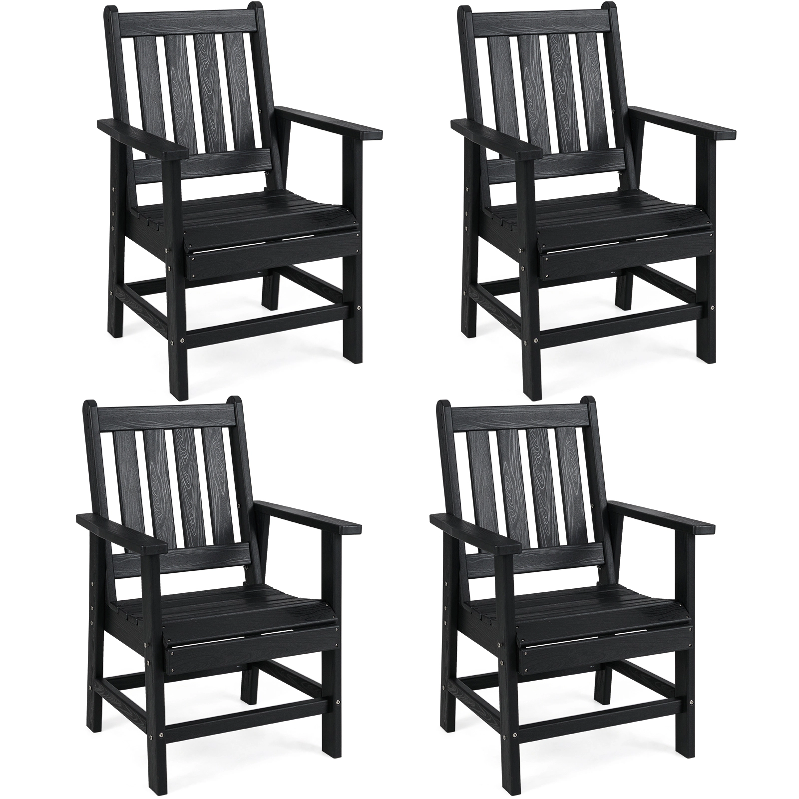 LJG Set of Patio Dining Chairs with Wide Armrests