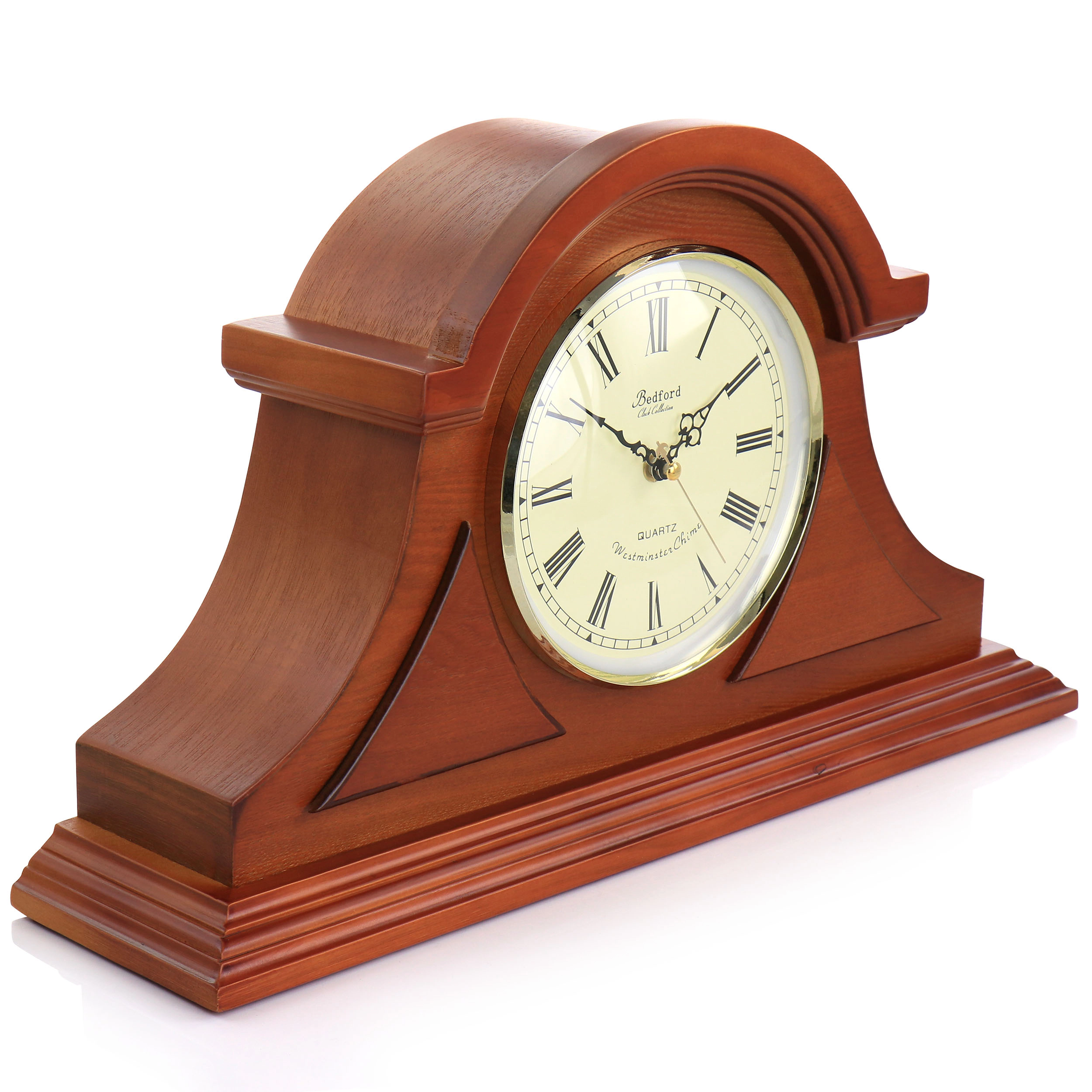 Bedford Clock Collection Mahogany Cherry Mantel Clock with Chimes