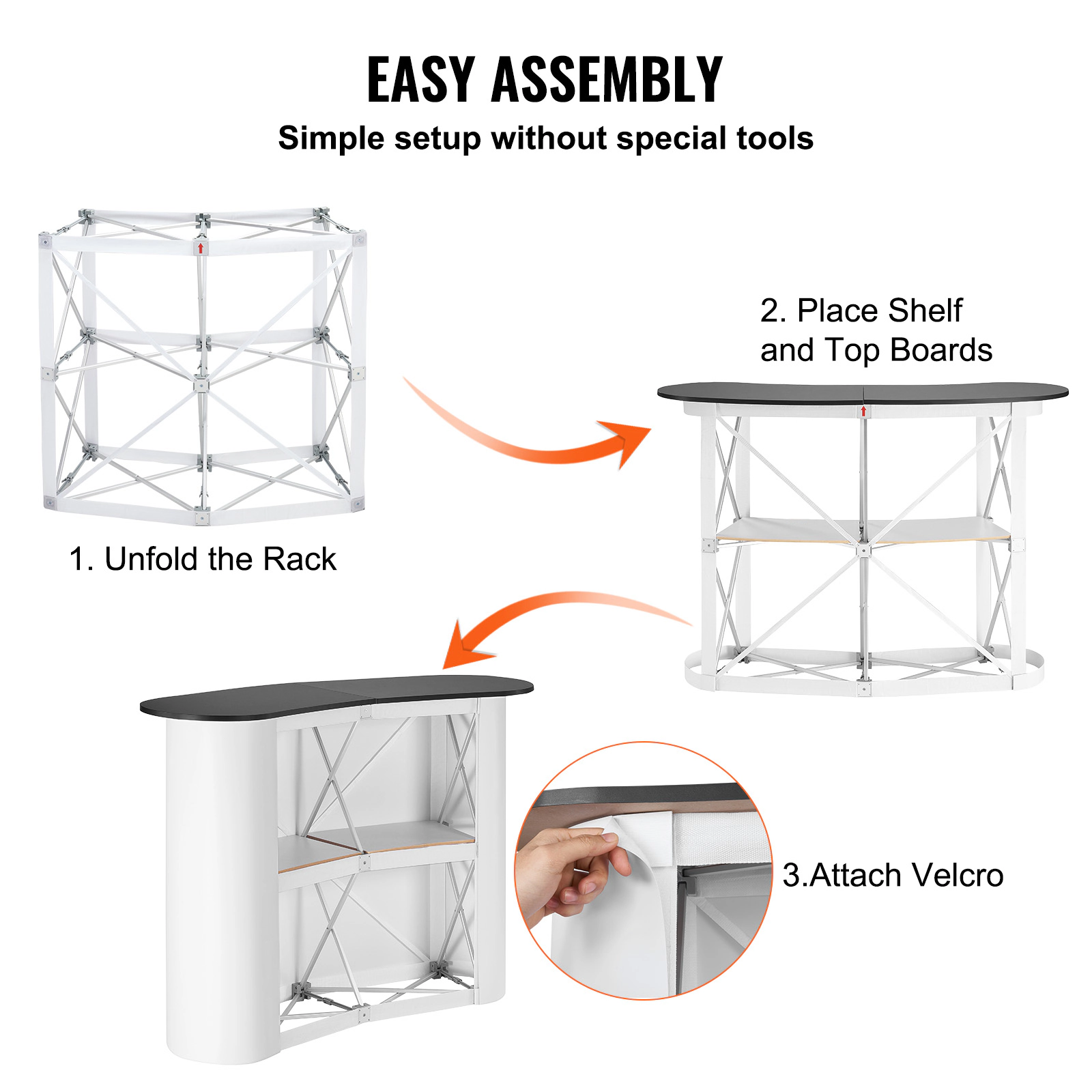 HONGGE Portable Tradeshow Podium Display Exhibition Counter with Foldable Wall, Pop Up Bar Table with Carrying Bag