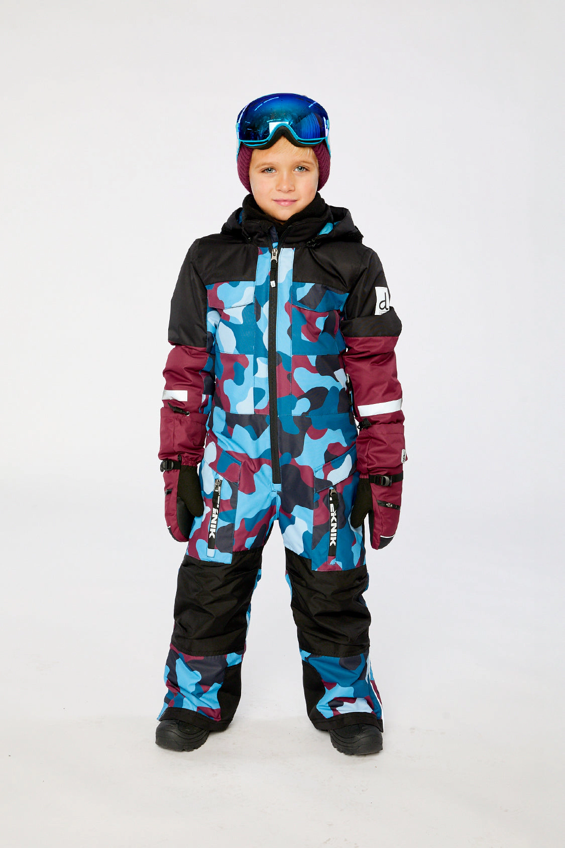 Deux par Boys One Piece Teknik Camouflage Print Hooded Snowsuit