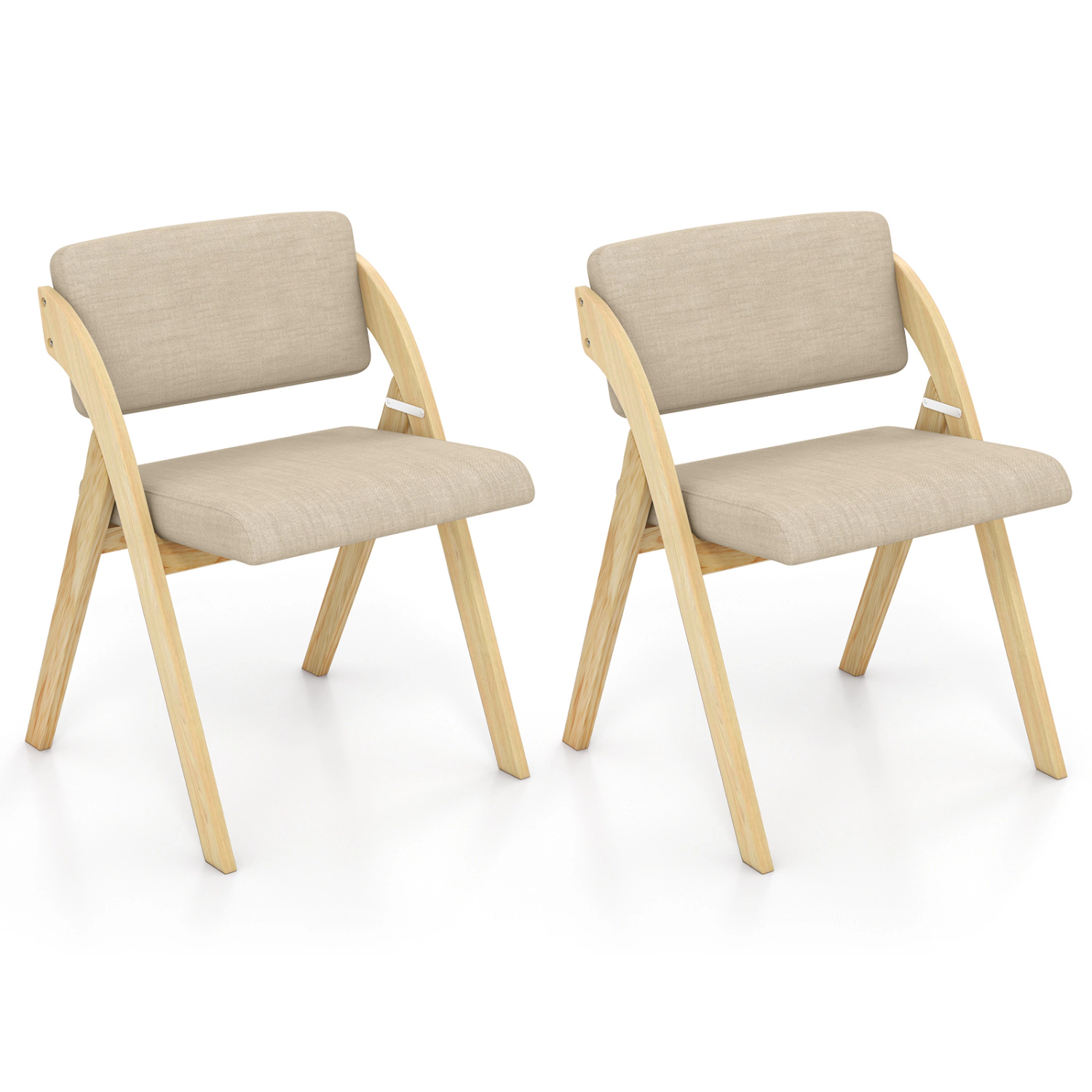 LJG Set of Folding Kitchen Dining Chairs with Rubber Wood Legs