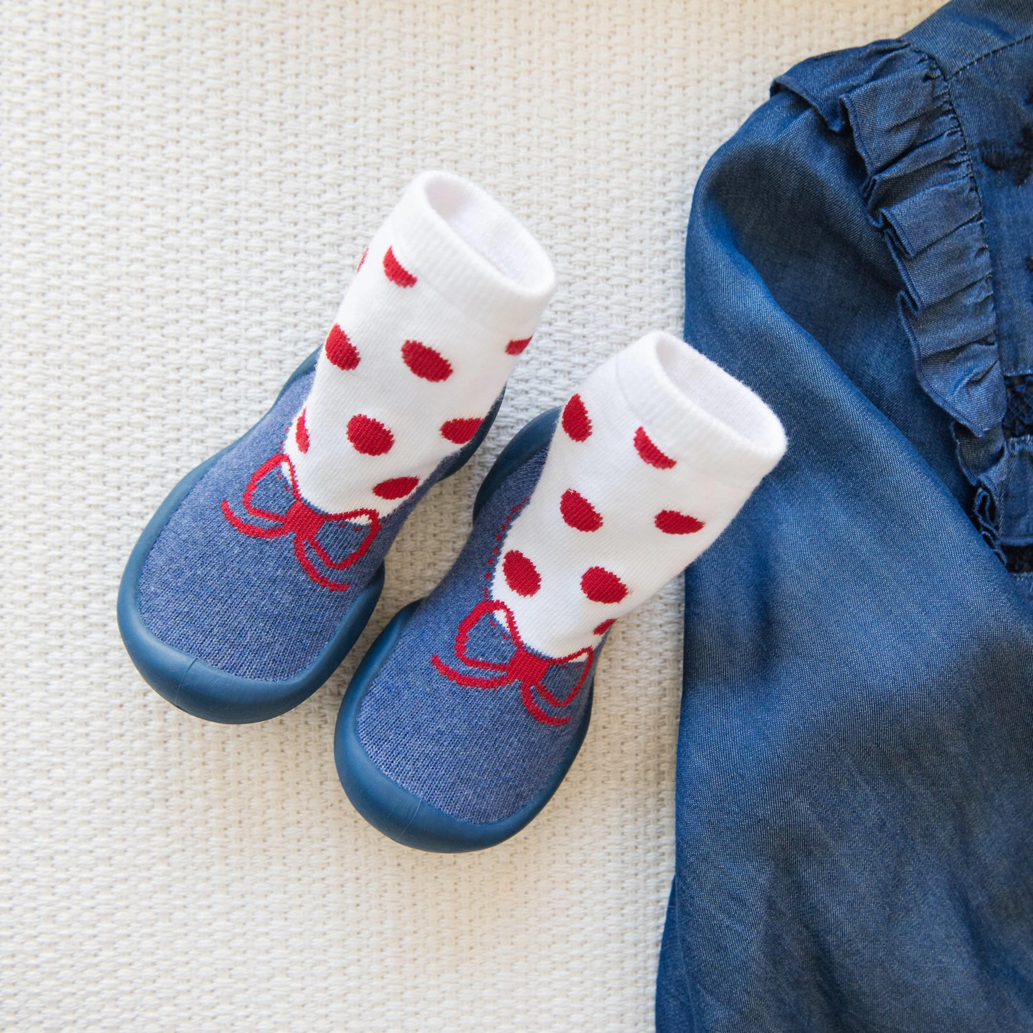 Komuello Toddler Girl First Walk Sock Shoes - Snow White