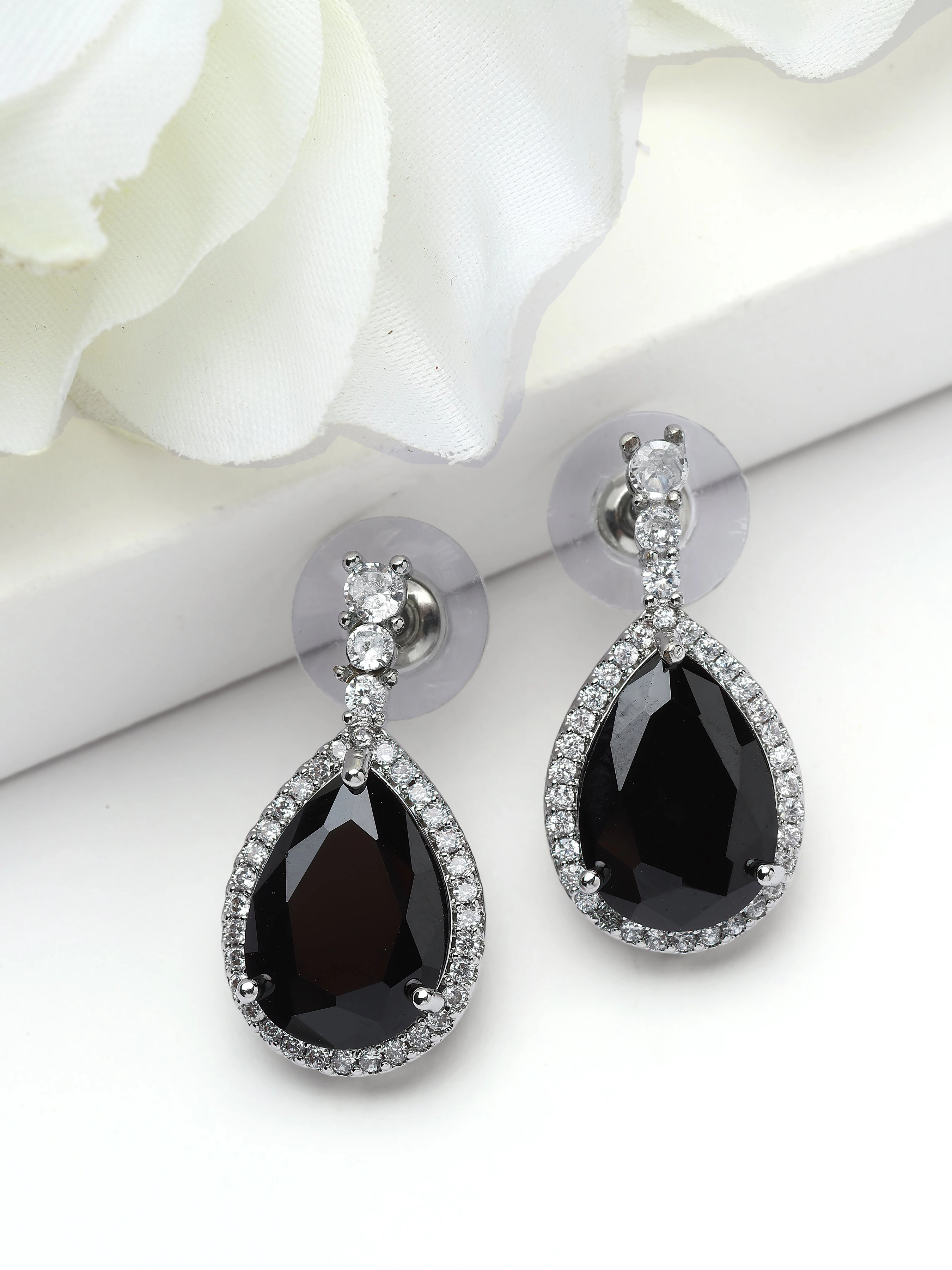 AGP PARIS Womens Halo Teardrop Sparkle Drop Earrings
