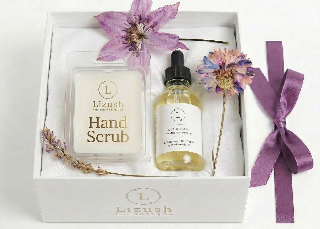 Lizush Hand Care Ritual Set - Organic Nail & Cuticle Oil and Exfoliating Hand Scrub