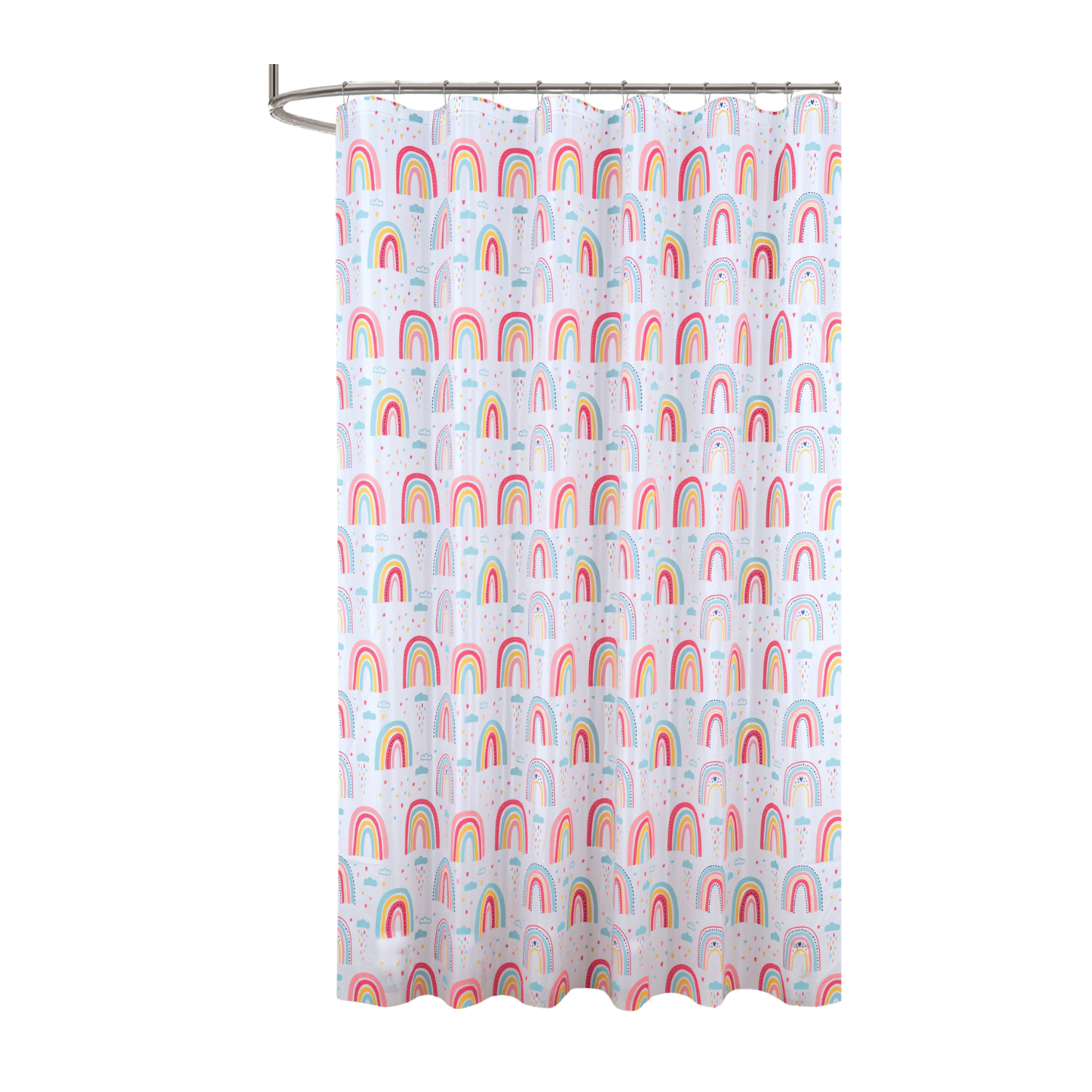 RT Designers Collection 90GSM Peva Glit Printed Rainbow Shower Curtain 70" x 72" Muticolor