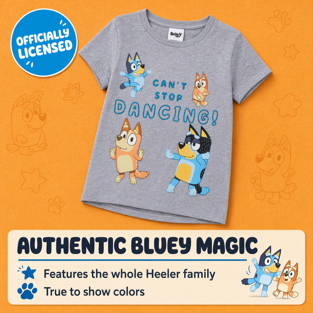 Bluey Girls' Glitter Graphic T-Shirt