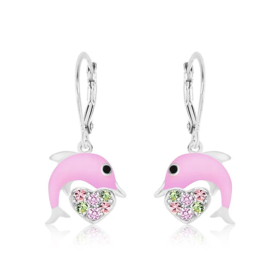CHANTEUR Kids Sterling Silver Leverback Heart Earrings with Crystal Accents