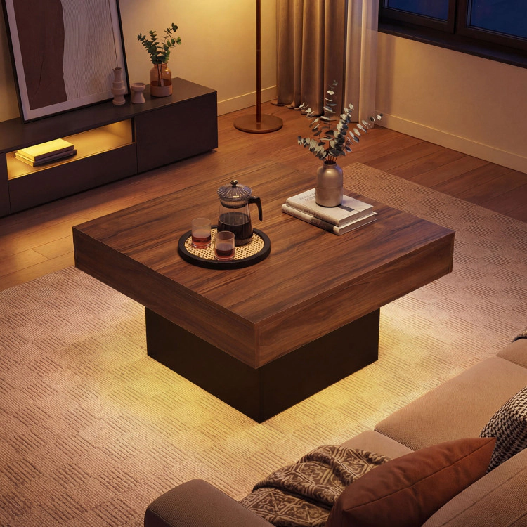 Hivvago Coffee Table Accent Table With Led Lights And Dynamic Modes