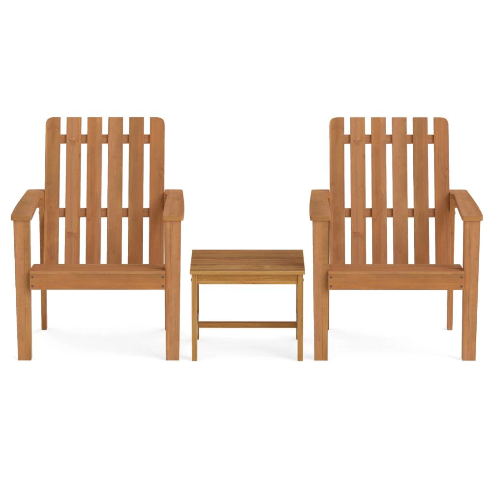 Hivvago Square Patio Acacia Wood Side Table With Slatted Tabletop - Set Of 2