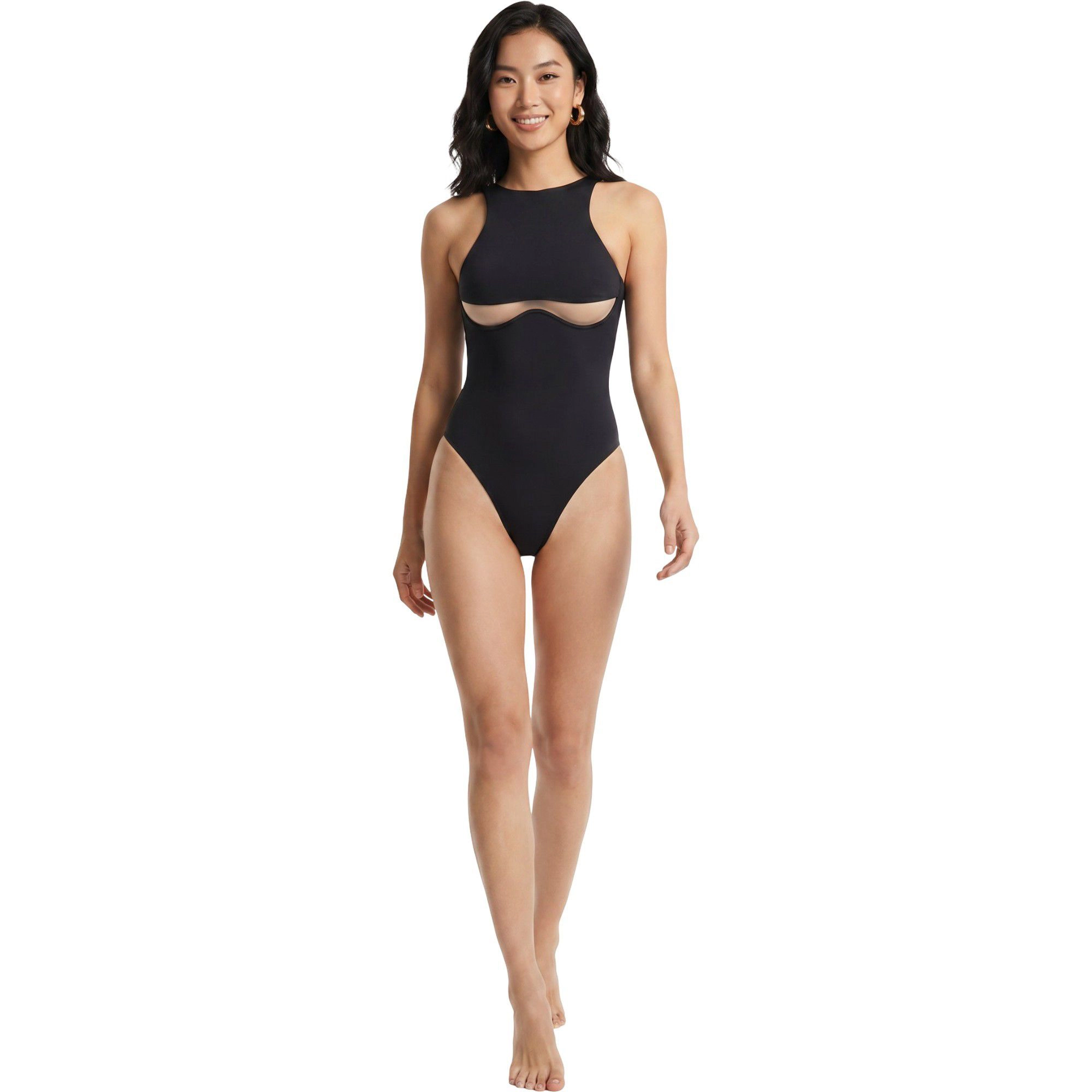 Anna-Kaci Women High Neck Cutout One-Piece Swimsuit