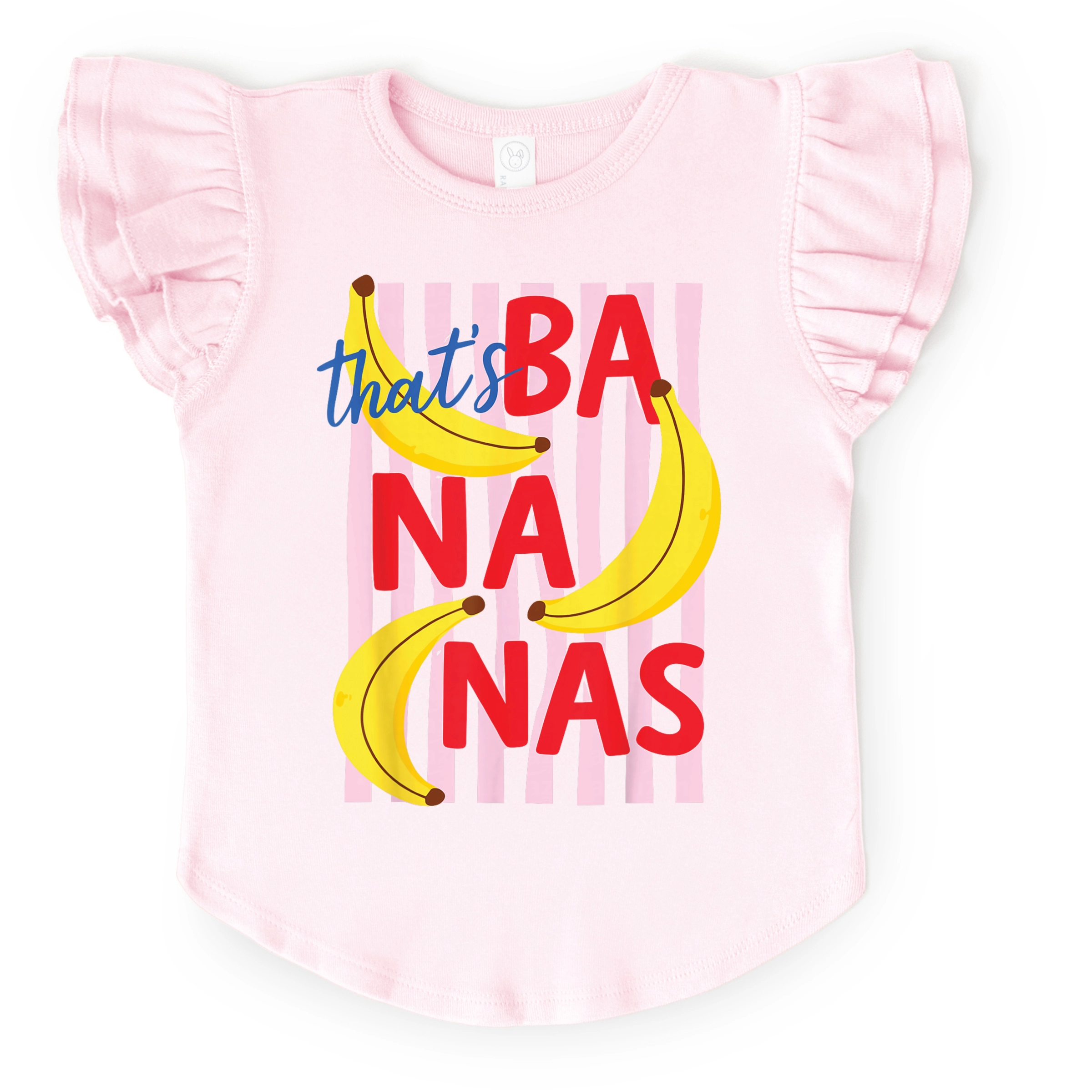 The Juniper Shop - That's Bananas Stripes Girl's Flutter Sleeve Graphic T-Shirt