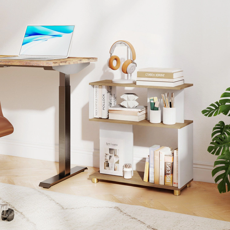Hivvago S Curve Bookshelf with Open Shelves and Adjustable Feet