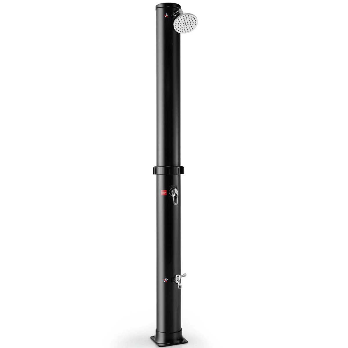 SUGIFT 7.2-ft Freestanding Solar-Heated Outdoor Shower with 10-gal Tank 360-Degree Head and Base Faucet