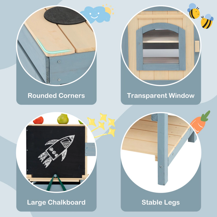 Hivvago 2-In-1 Outdoor Mud Kitchen with Faucet and Extra Chalkboard