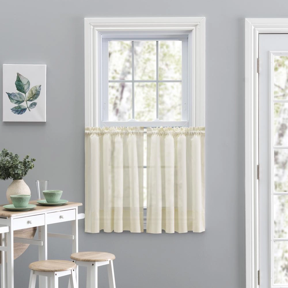 Ellis Curtain Shadow Stripe 1.5 Rod Pocket Tailo Tier Pair for Windows