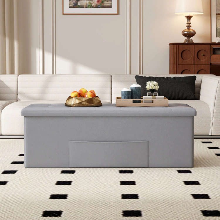 Hivvago Folding Storage Ottoman Bench with Footrest