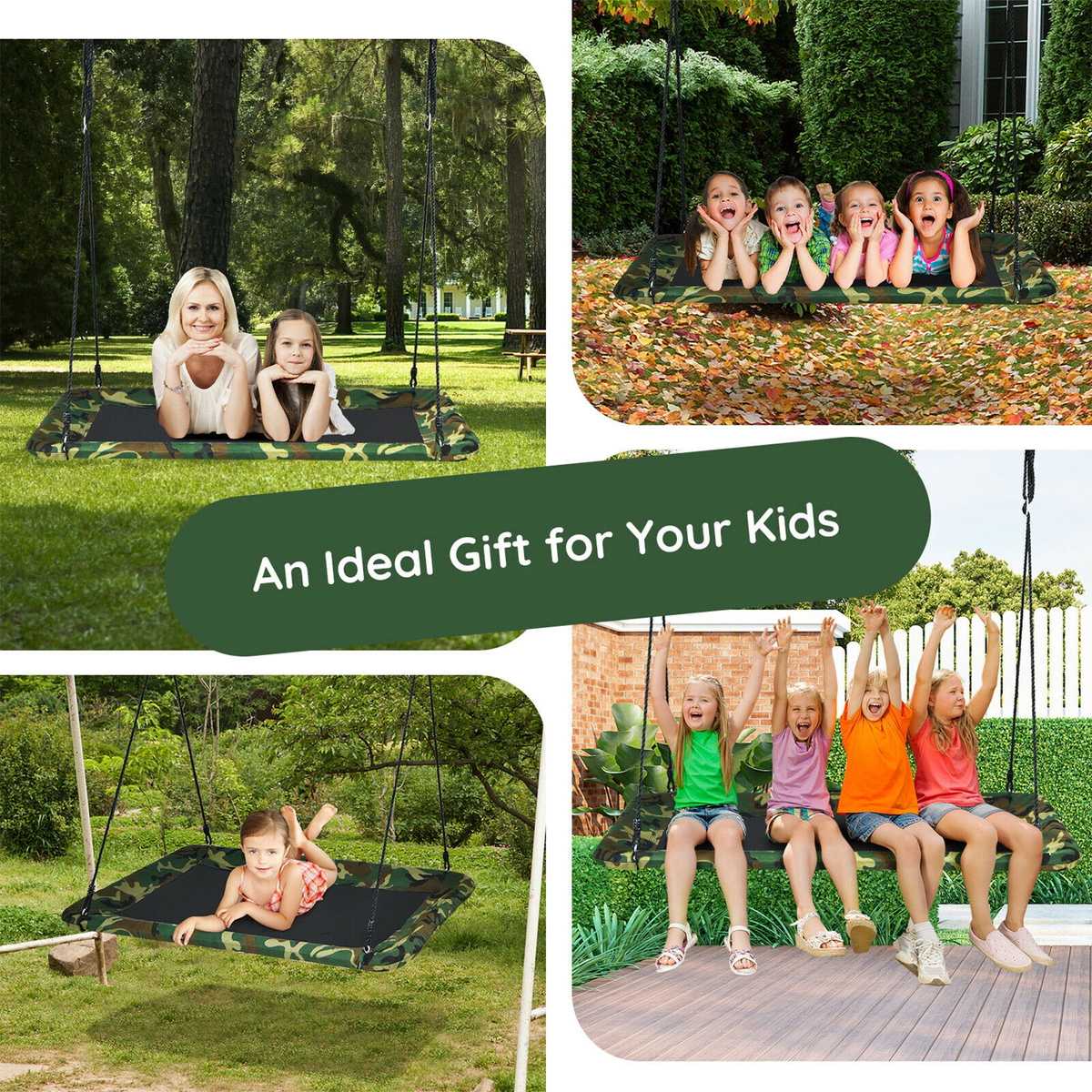 SUGIFT 700 lb Giant Platform Tree Swing, 60 x 32 in, Adjustable Height, Camouflage