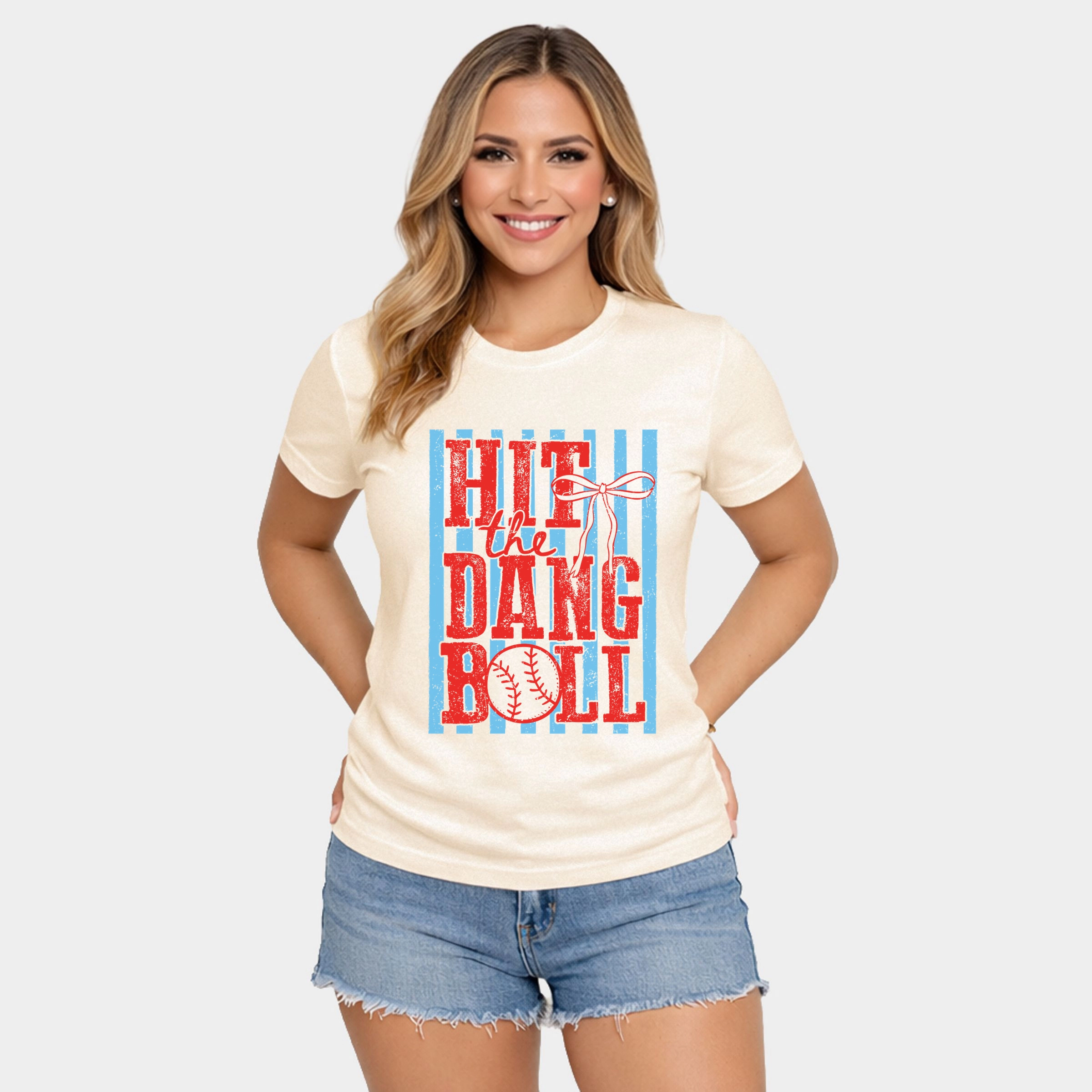 Simply Sage Market - Hit The Dang Ball Stripes Women's Short Sleeve Graphic T-Shirt
