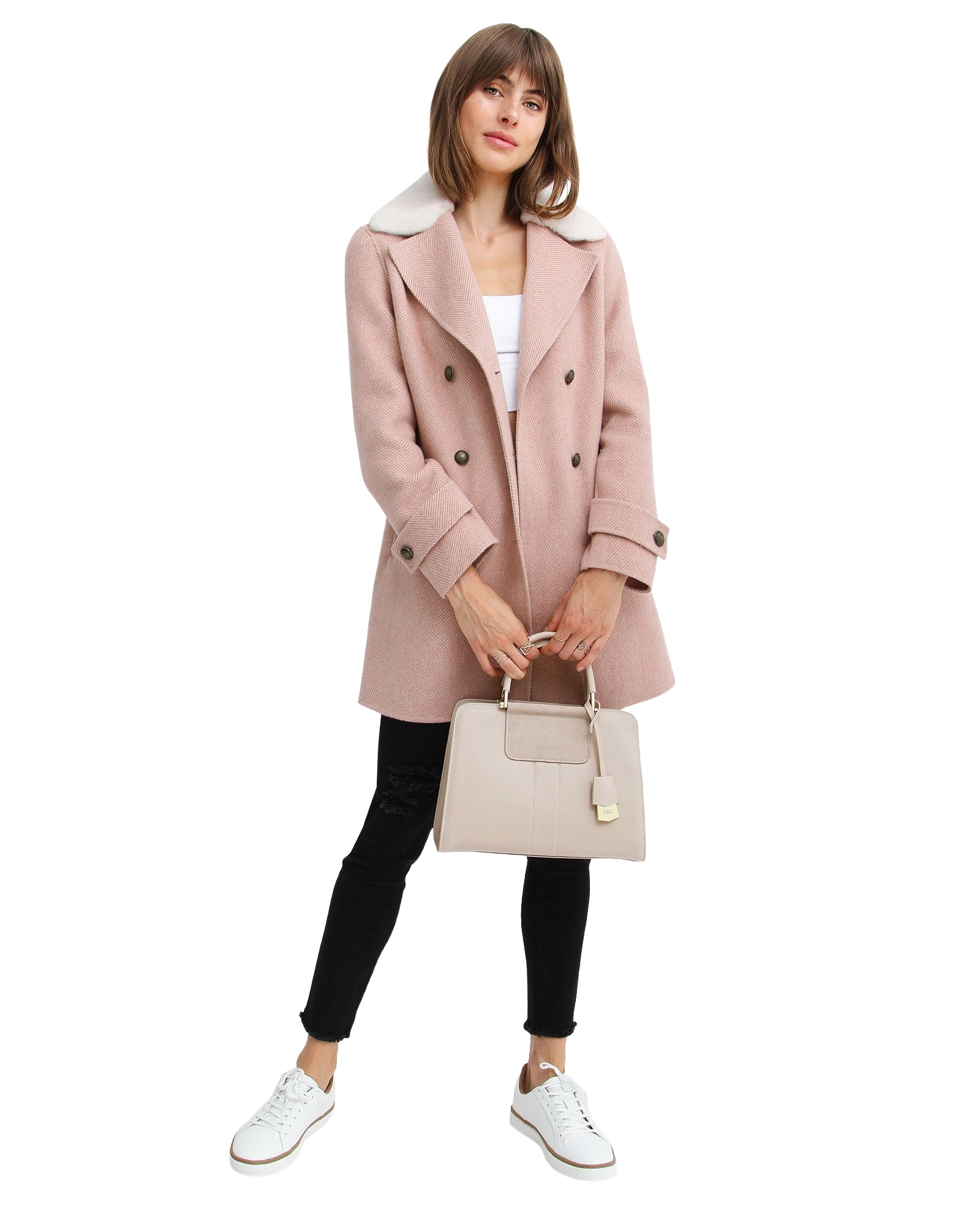 Belle & Bloom Womens Liberty Sherpa Collar Wool Blend Coat