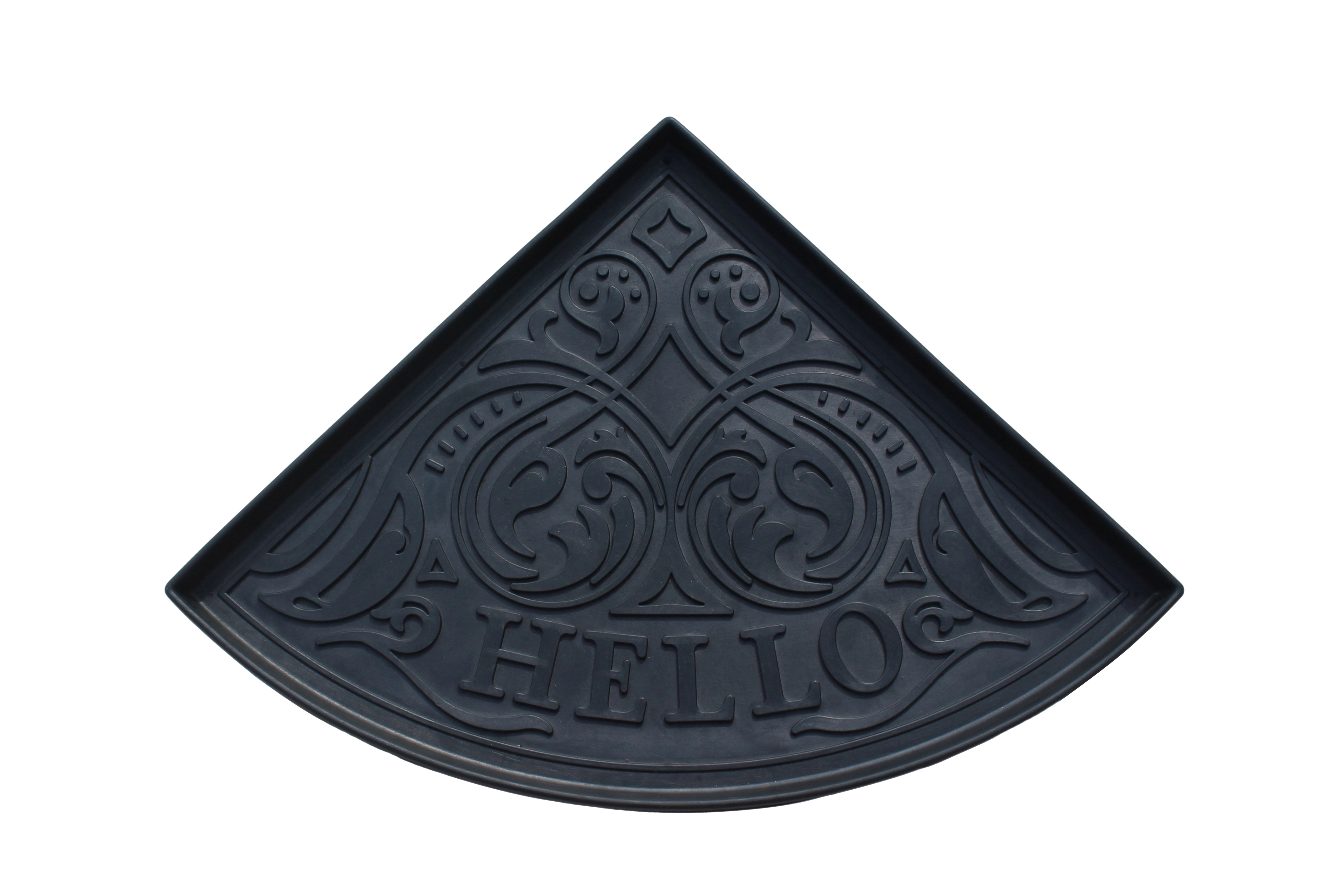 A1 Home Collection Heavy Duty Rubber Boot Tray Multi-Purpose Non-Slip Shoe Mat, Hello Triangle, 21.6 x 21.6 Inches