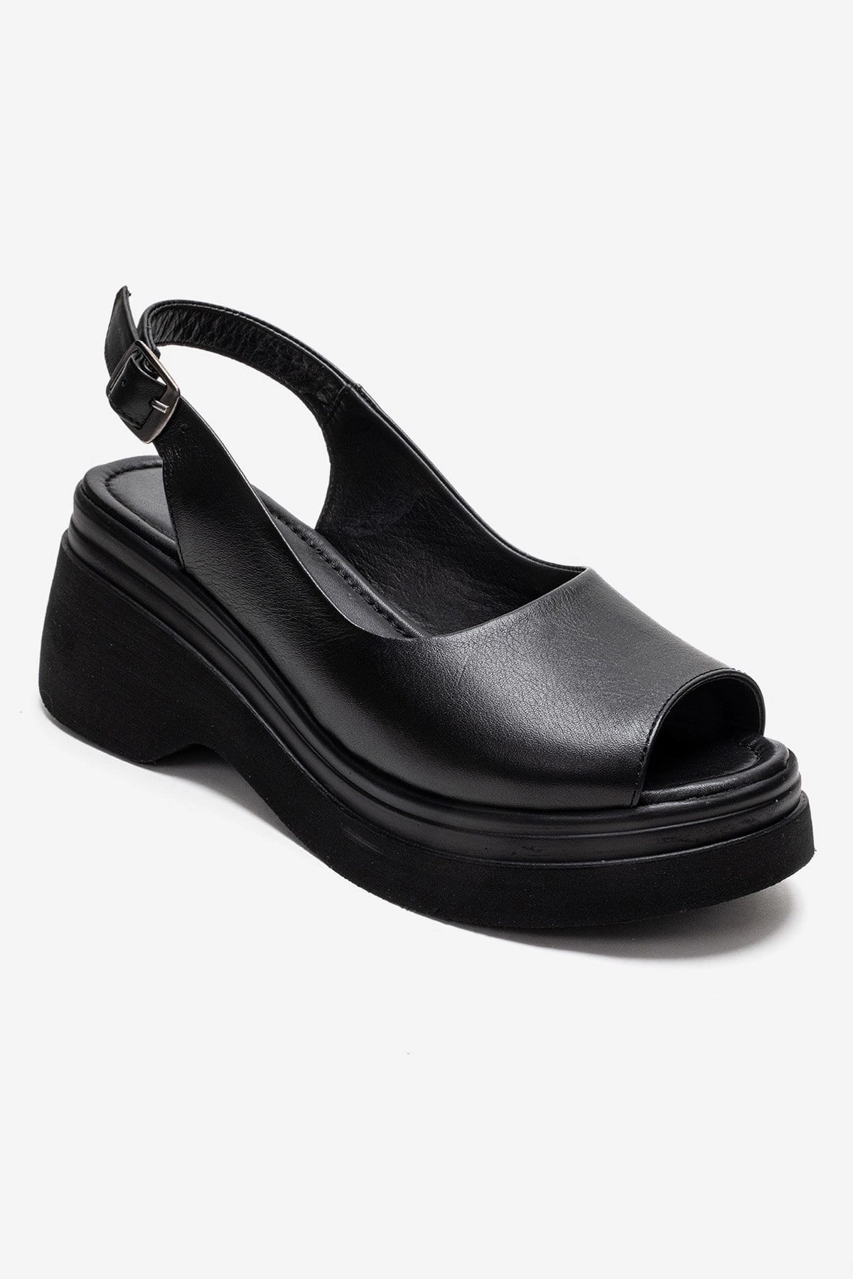 Forever & Always Womens Laure Leather Wedge Sandals