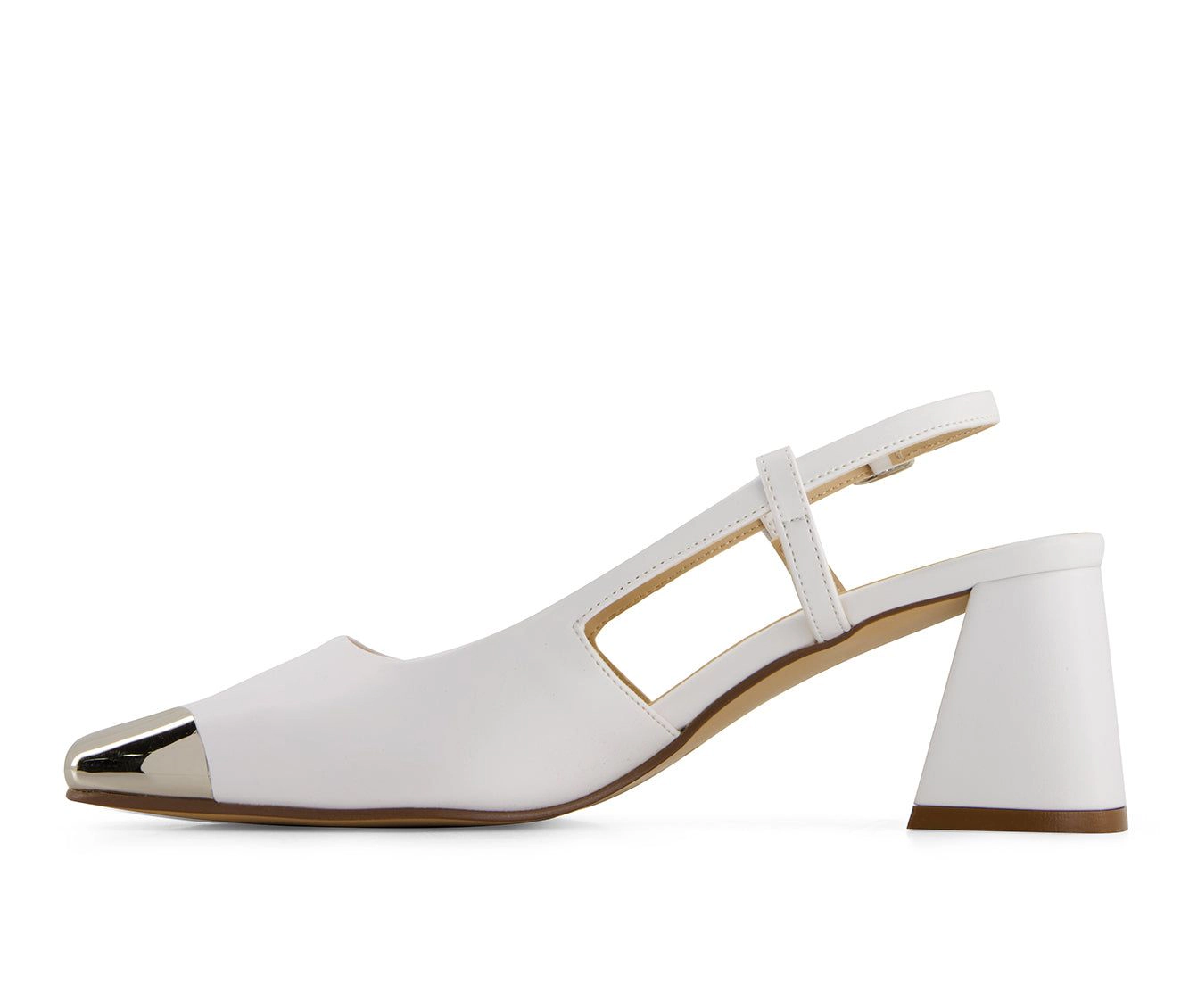 Andrea Womens Slingback Square Toe Stilettos With Metal Tip