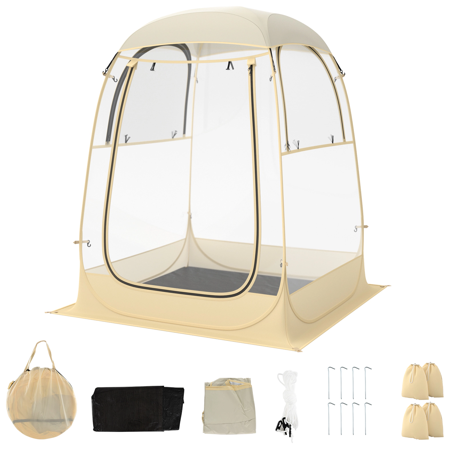 SUGIFT Transparent 4.2-ft Instant Pop-Up Sports Tent with Detachable Rainfly Floor Mat and Carrying Bag