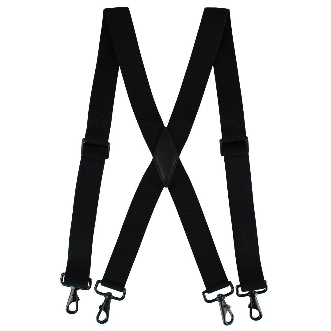 CTM Men's Elastic X-Back Black Swivel Hook Suspenders