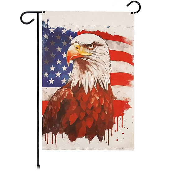 G128 Patriotic Bald Eagle 12x18 in Double-Sided Garden Flag