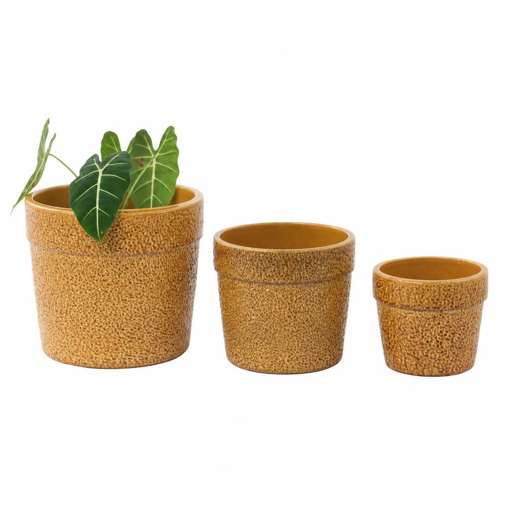 WOW PIONEER Large Round Ceramic Planter Pot for Patio Deck Porch Balcony Yard Indoor Outdoor
